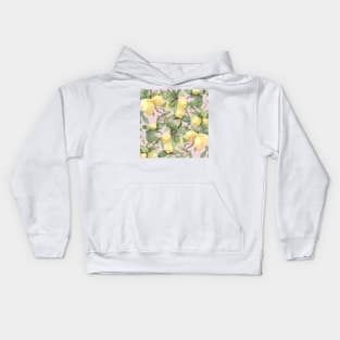 Watercolor big lemon on pink Kids Hoodie